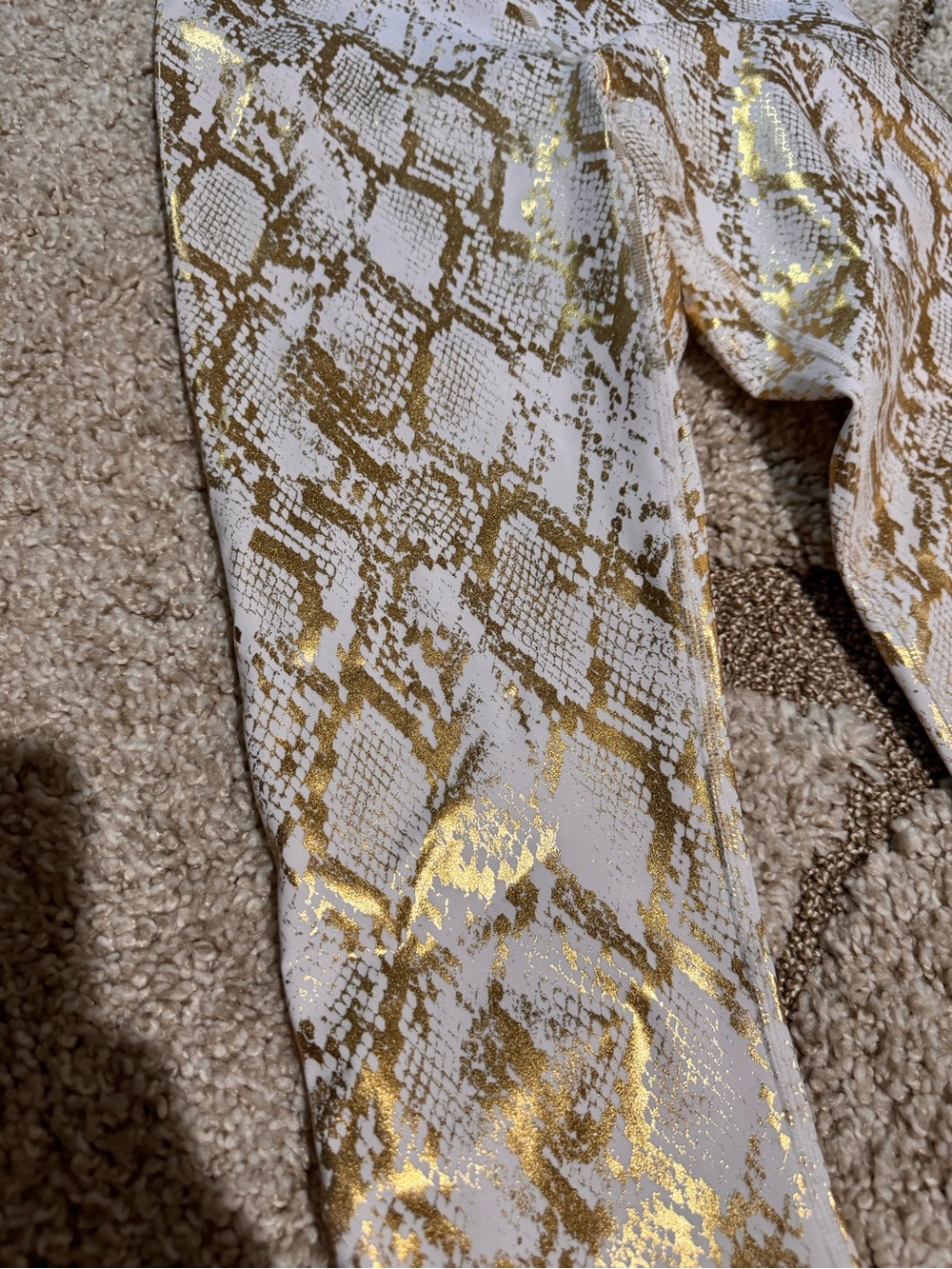 Fabletics - White and Gold Snake Print Women’s High-Waist Jeans - Picture 4 of 7
